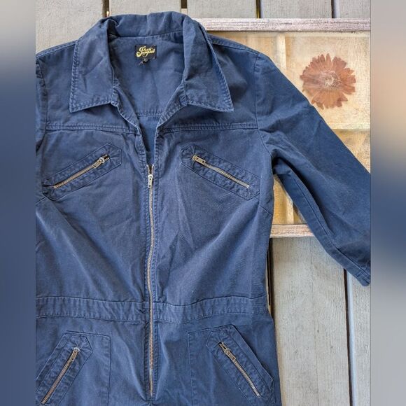 Rock the Jumpsuit Navy Blue Cotton Utility Jumpsuit Coverall 8US Gender Neutral - Picture 4 of 10